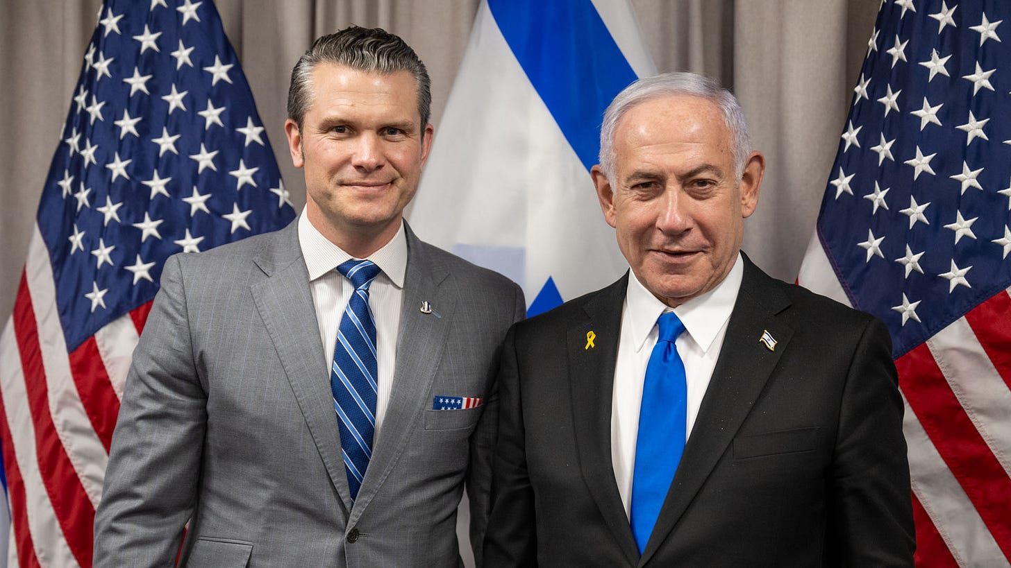 Pete Hegseth US Defense Secretary Netanyahu Israel