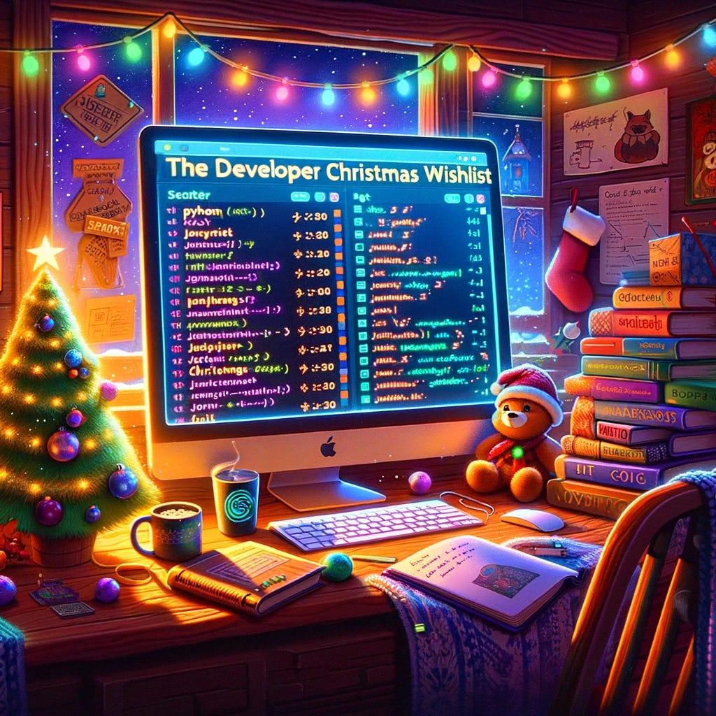 A Christmas themed developer's office
