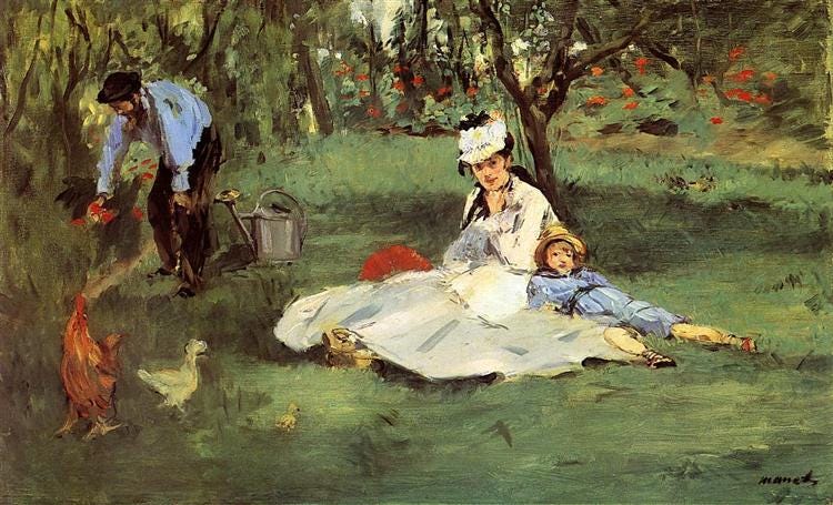 The Monet family in their garden at Argenteuil, 1874 - Edouard Manet