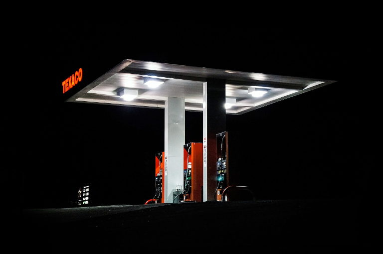 dark gas station