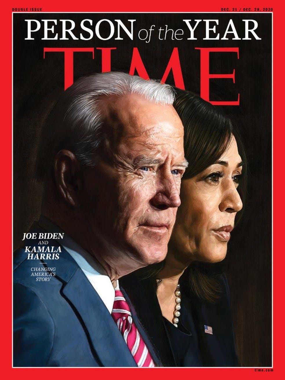 Joe Biden e Kamala Harris foram escolhidos 'Personalidade do Ano' de 2020 pela revista norte-americana 'Time' — Foto: Reprodução / Twitter / Time