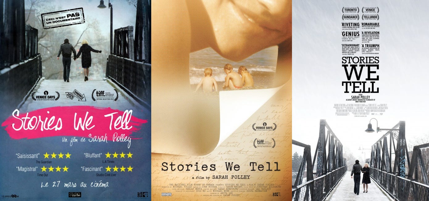 Three posters for Sarah Polley's Stories We Tell