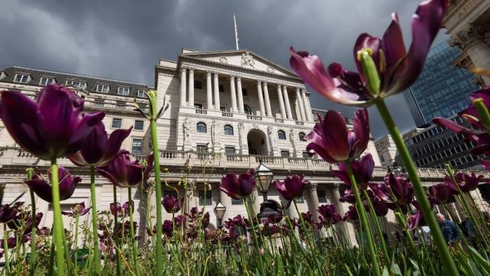 Flowers bloom outside the Bank of England 