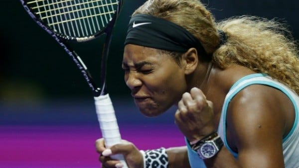 serena williams showing frustration 2015