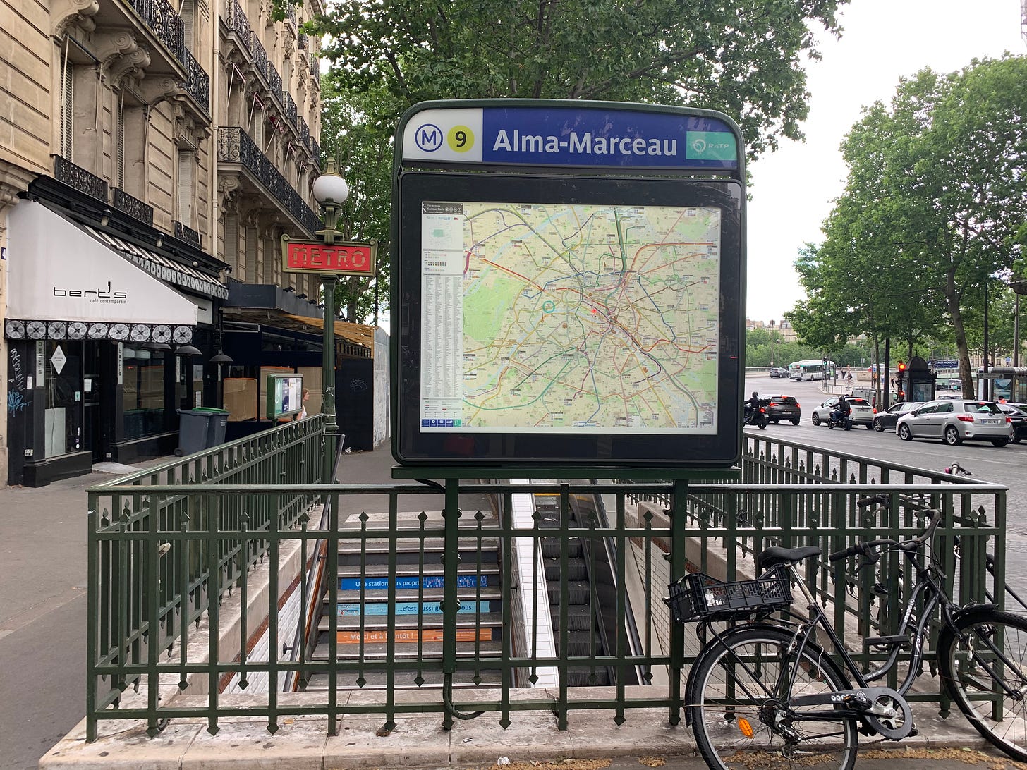 Alma Marceau metro stop Paris