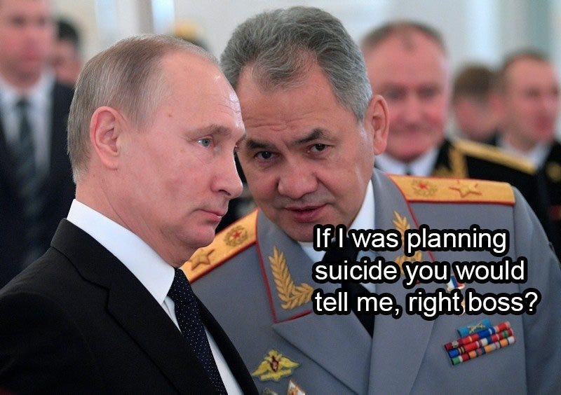Shoigu hasn't been seen since March 11th, reportedly because of health  problems | 2022 Russian Invasion of Ukraine | Know Your Meme