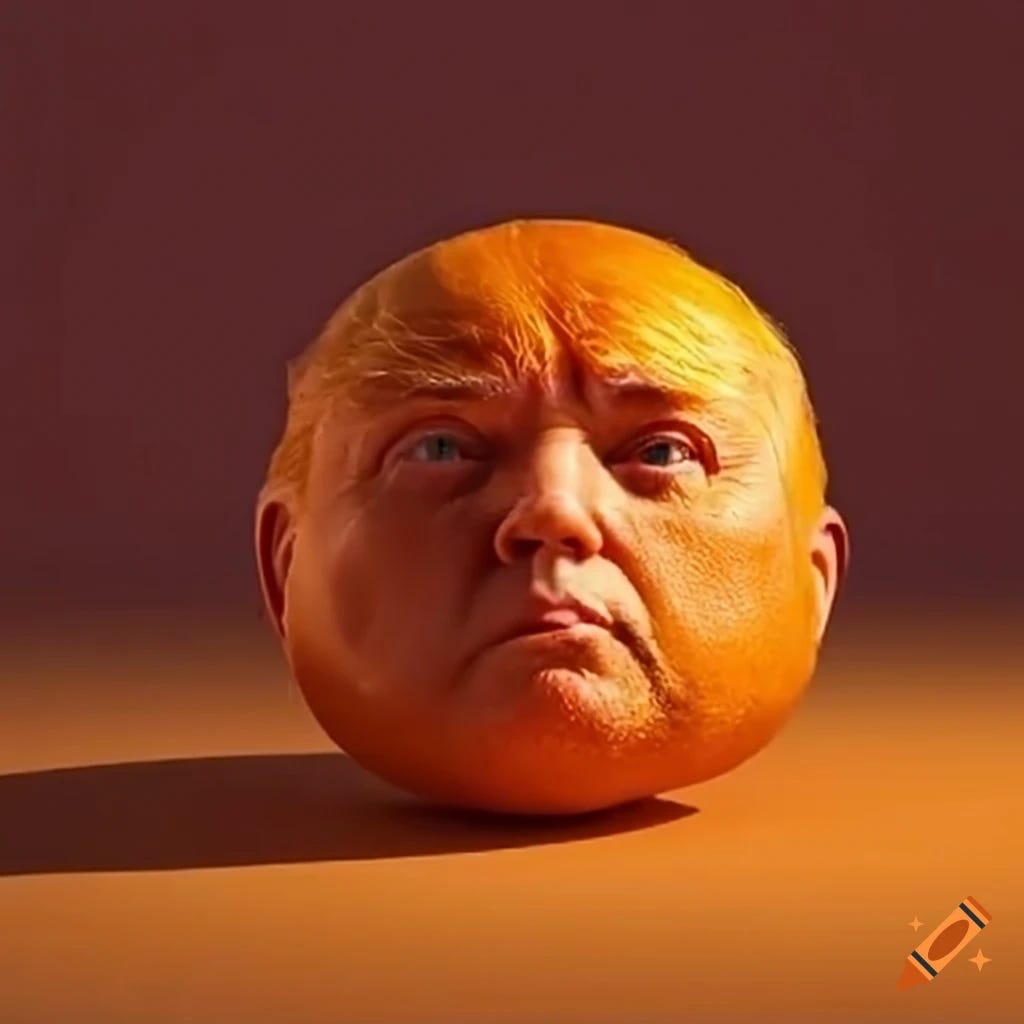 Donald trump's face on an orange on Craiyon