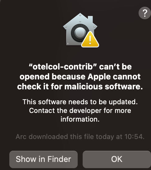 Mac OTEL system warning