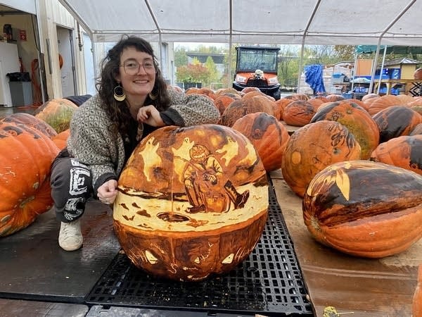 Delicately carved pumpkins01