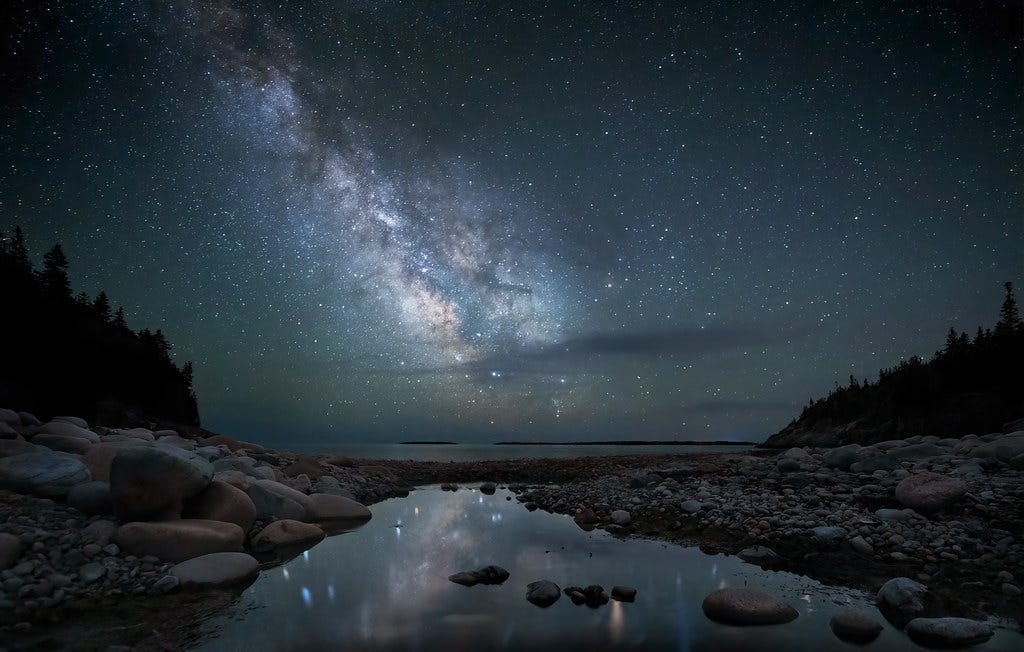 Reflection of stars and the Milky Way on the beach at Hunt… | Flickr