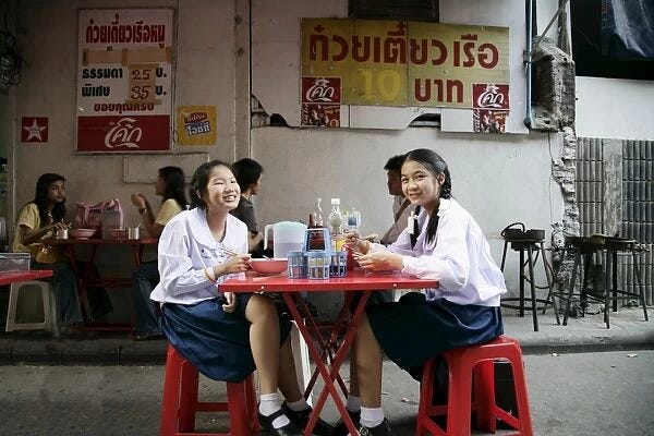 School girls at lunch break