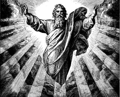 An engraving of a god as a judge.