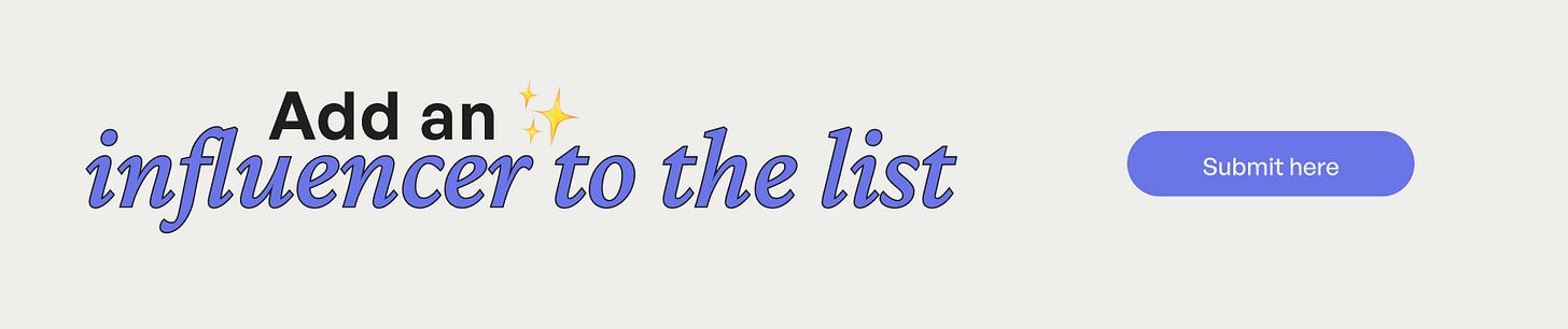 banner that says "add an influencer to the list" and cta