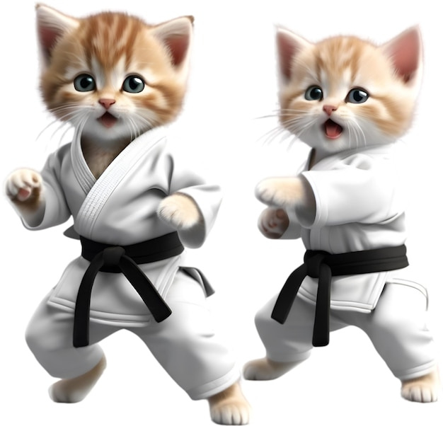 Cute Karate Kitten character design AiGenerated