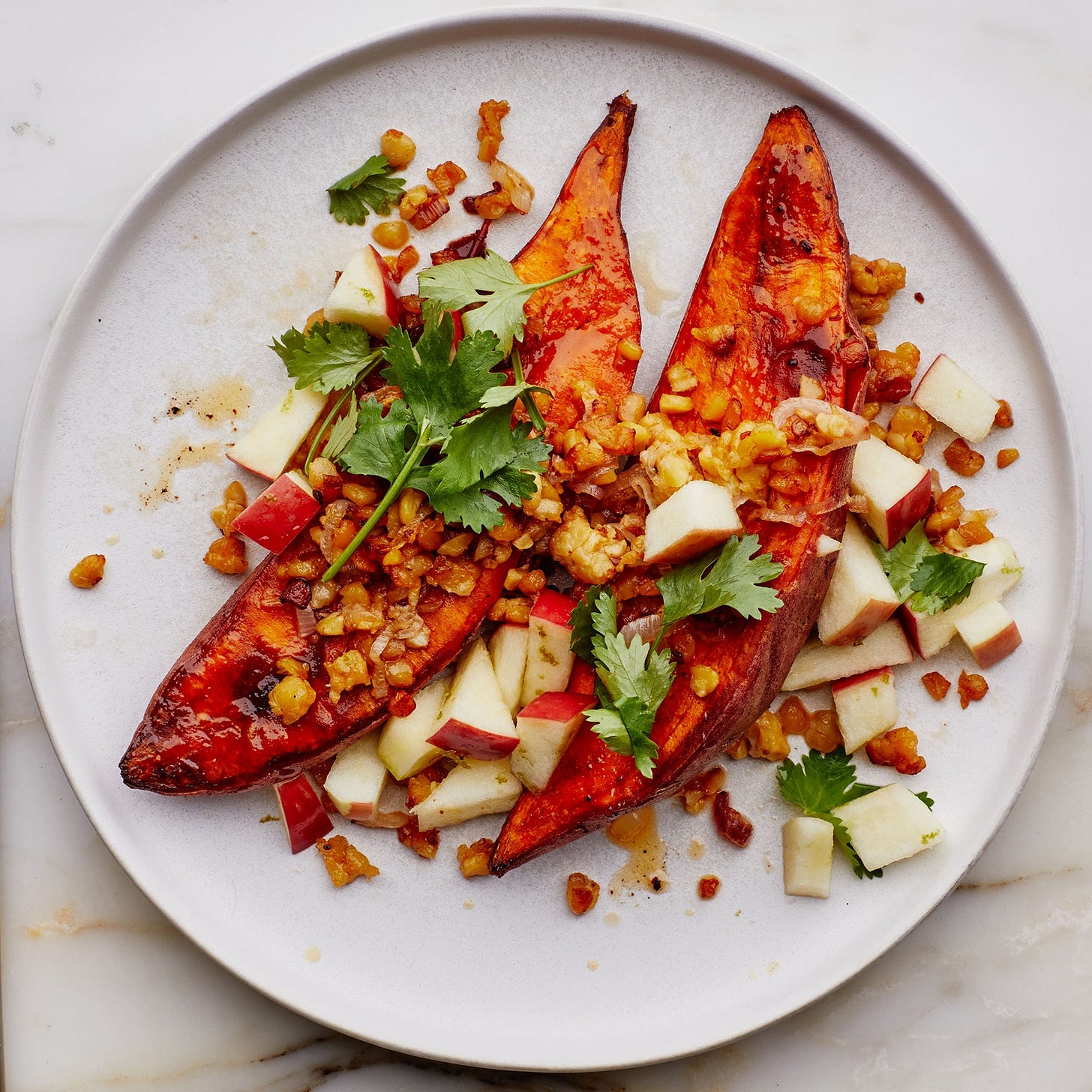 PanRoasted Sweet Potatoes and Tempeh recipe