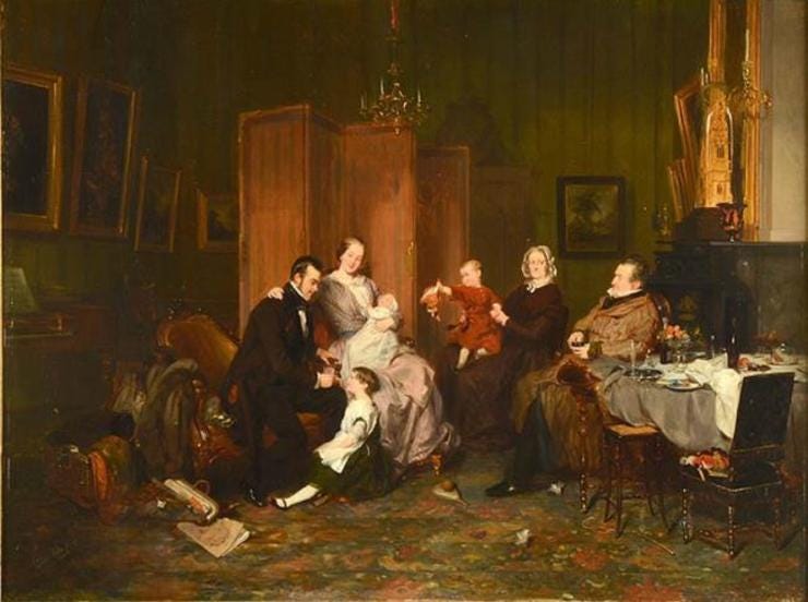 'Portret van Isaac Lambertus van den Berch (1811-1879) met zijn gezin en zijn schoonouders' 1847 - olieverf op paneel: David Bles (herkomst: coll. Museum Het Valkhof, Nijmegen) - Maria is het meisje zittend, derde van links 'Portret van Isaac Lambertus van den Berch (1811-1879) met zijn gezin en zijn schoonouders' 1847 - olieverf op paneel: David Bles (herkomst: coll. Museum Het Valkhof, Nijmegen) - Maria is het meisje zittend, derde van links