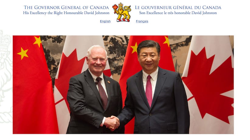 A screen grab of the Governor General of Canada's website on Friday morning