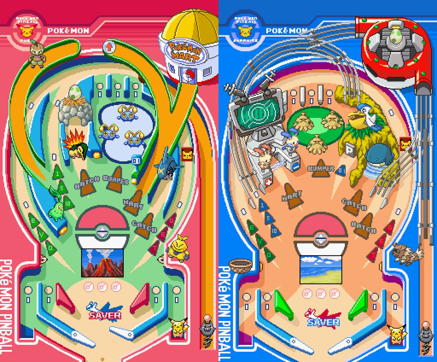 Pokémon Pinball: Ruby & Sapphire’s two tables