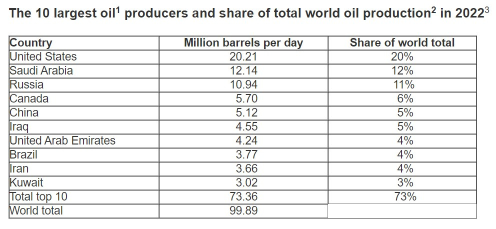 top 10 oil producer countries 2022 cropped