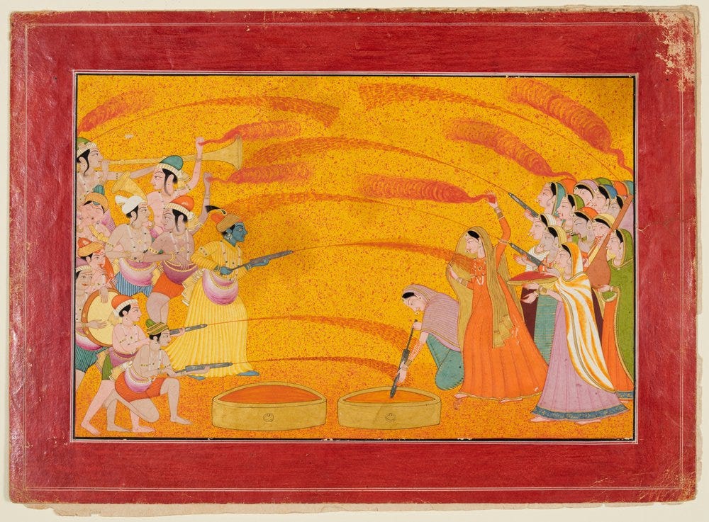 Krishna Celebrates Holi by Unbekannt