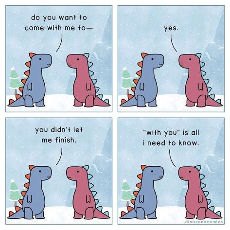 dinosaur on Instagram: “Multi-comic monday. Prints available in our shop. .  . . . . #valentines #relationshipgoals #friendship… | Comics, Cartoon  strip, Cute comics