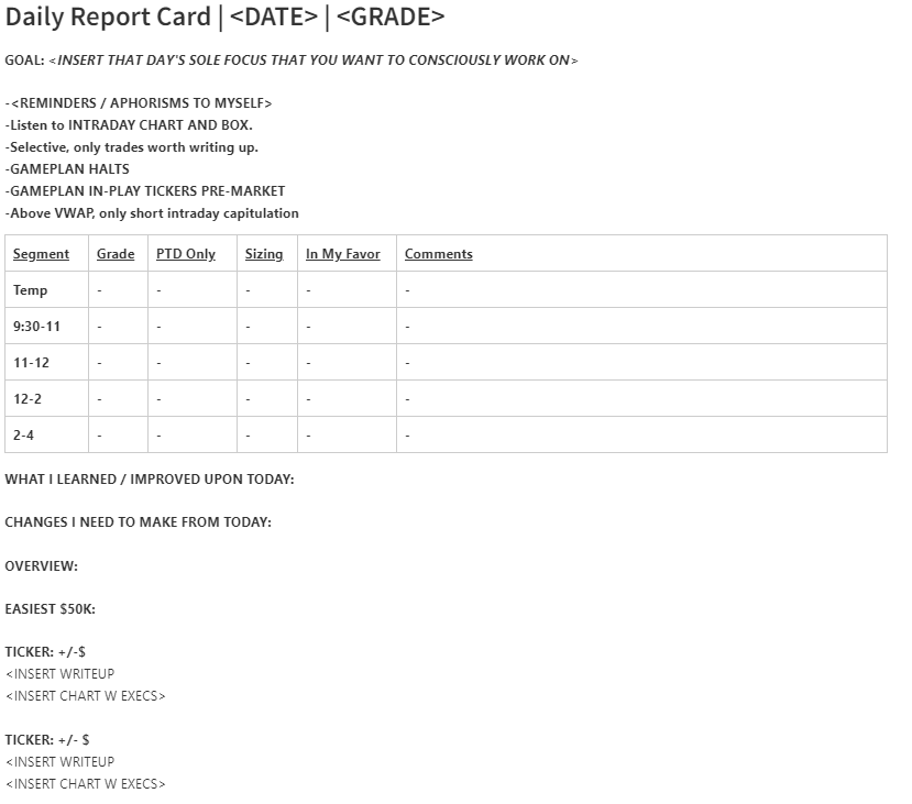 ImageDaily Report Card Template