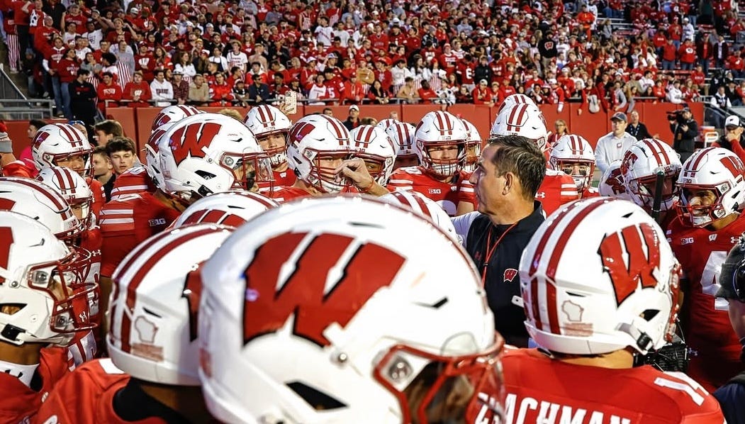 Wisconsin Badgers head football coach Luke Fickell and his team