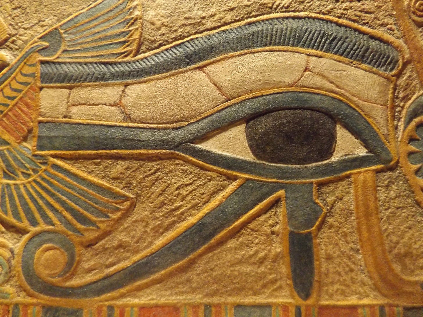 Egyptian eye of Horus - Egyptian painting - wall relief sculpture / art