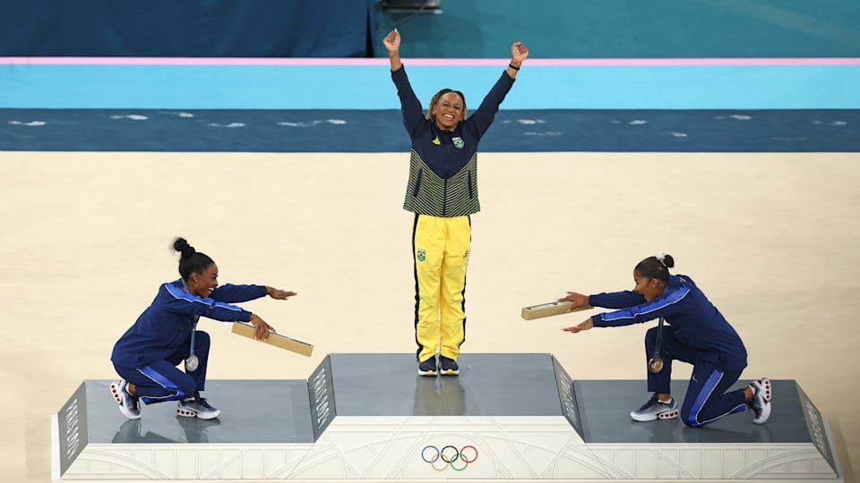 Did Rebeca Andrade, Simone Biles, and Jordan Chiles inspire THE photo of  Paris 2024?