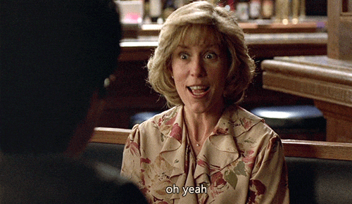 Gif of Frances McDormand as Marge Gunderson saying ‘Oh yeah' in hotel bar.