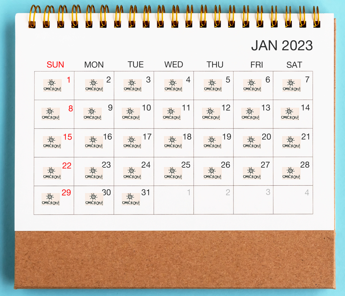 a calender with omicron every day