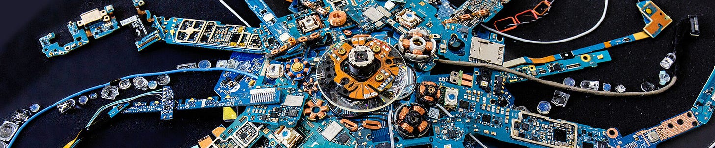 electronic sculpture made with recycled e-waste by artist Suzon Fuks