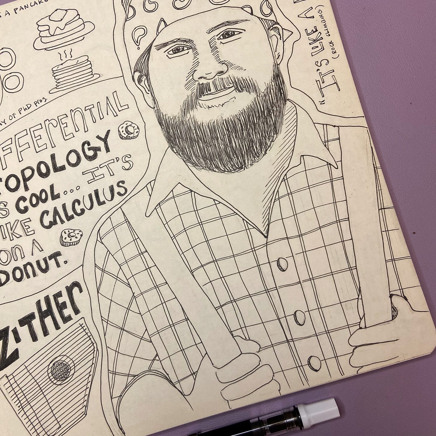 Lumberjack drawing from illustrated journal spread