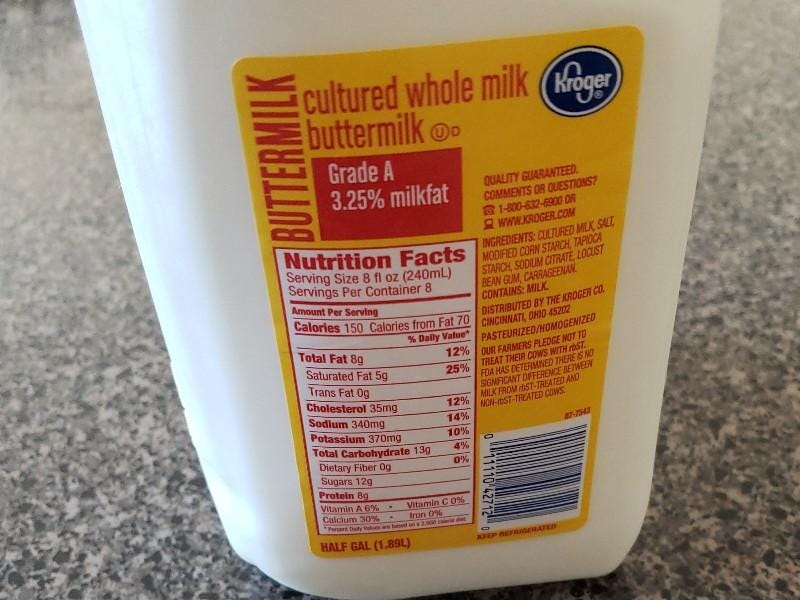 Buttermilk Nutrition Facts - Eat This Much