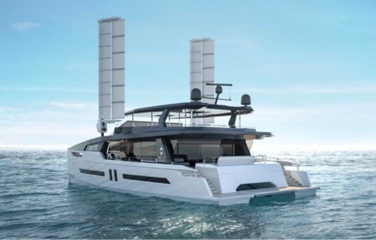 Ayro fournira deux ailes pour équiper le futur catamaran Ocean Eco 90 H2 d'Alva yachts. (Image : Ayro)