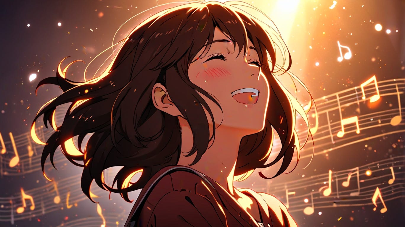 Liberación emocional a través de la música, ilustración anime shojo terapéutica