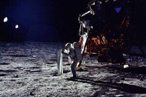Lunar lander and astronaut