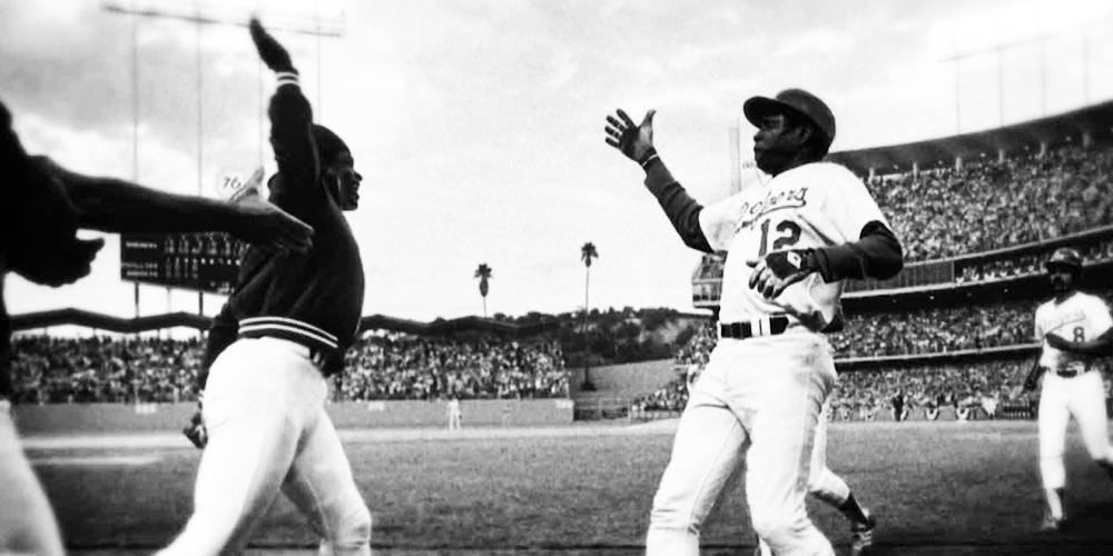 1977, Los Angeles Dodgers' Glenn Burke & Dusty Baker Celebrate With the ...