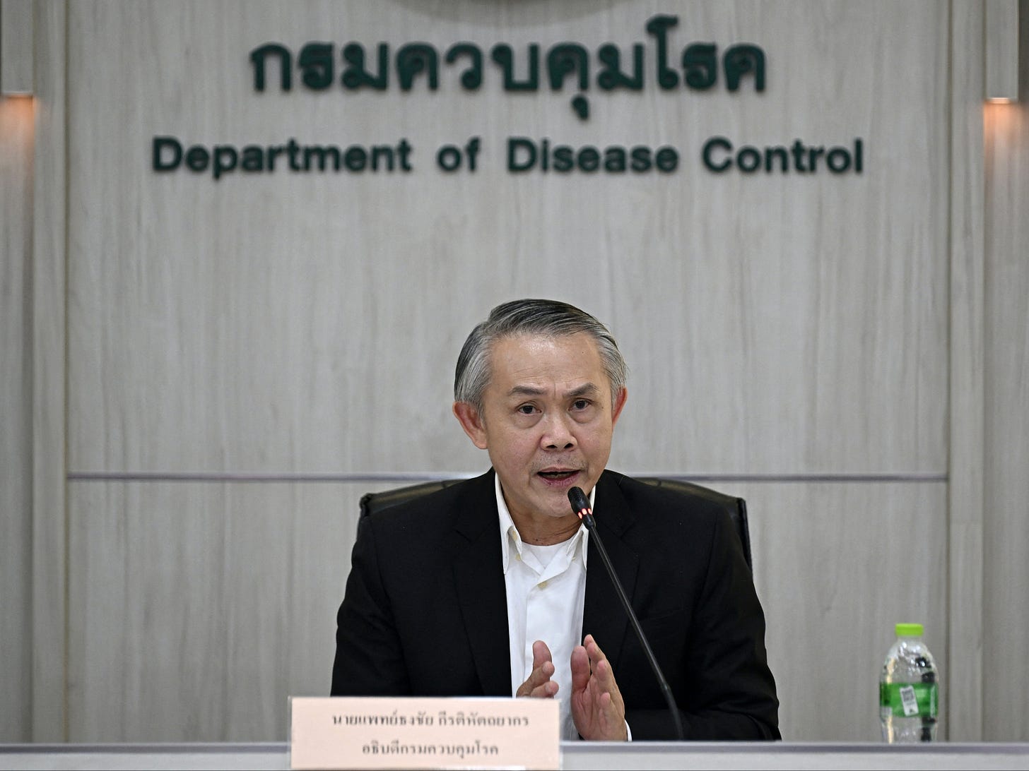 Thongchai Keeratihattayakorn, head of Thailand’s Department of Disease Control, speaks during a press conference in Bangkok on 21 August 2024