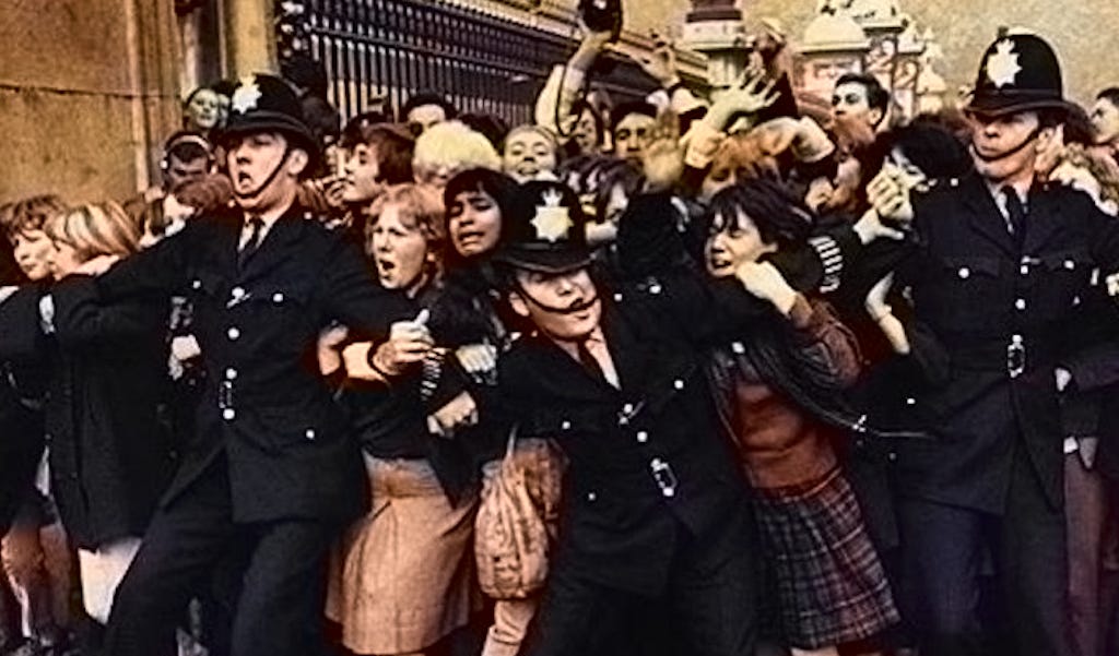 mass hysteria at a Beatles event