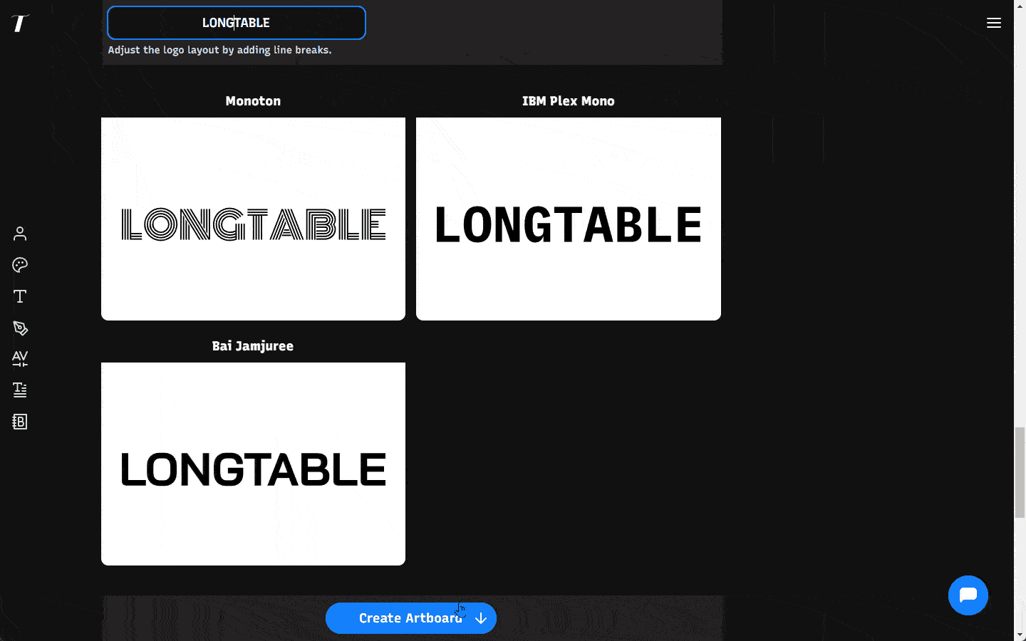 Easy multi-line layout to enable users to quickly design logo 