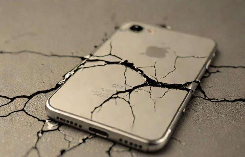 dark image of a cracked iphone