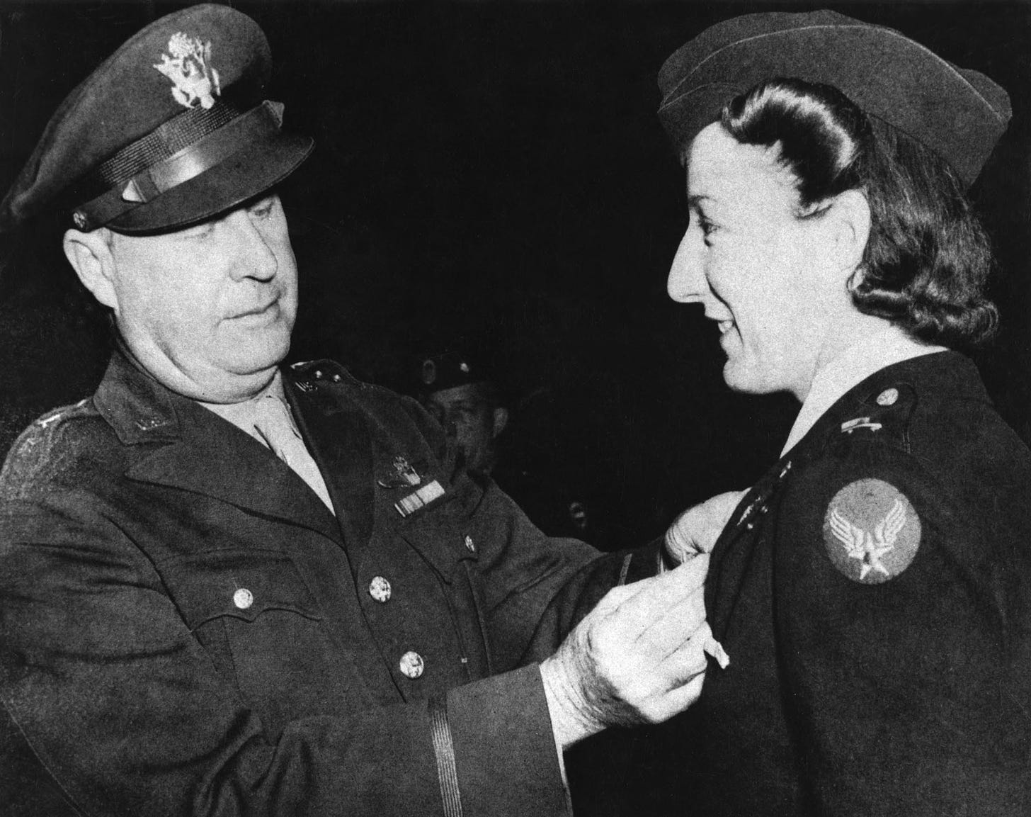 Elsie Ott is pictured receiving her Air Medal.