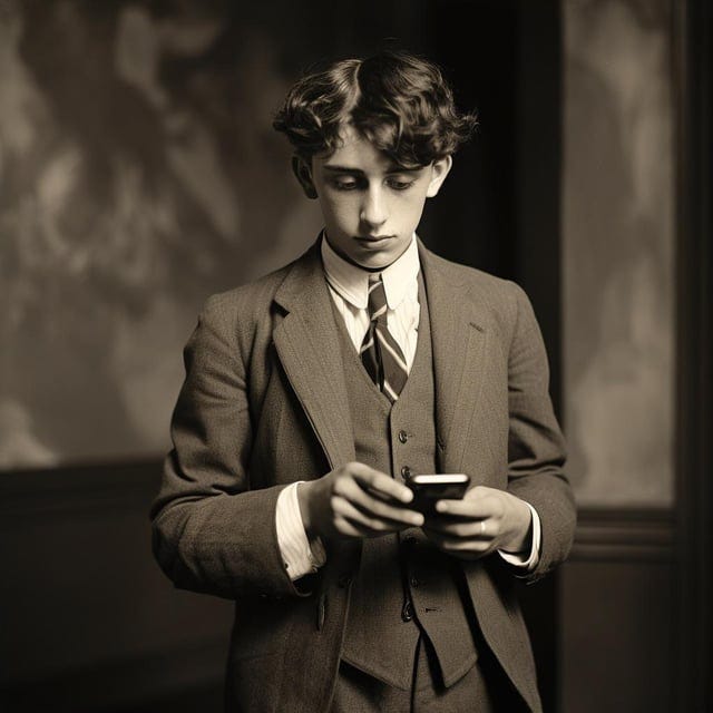 r/midjourney - People in the 1920s using modern technology