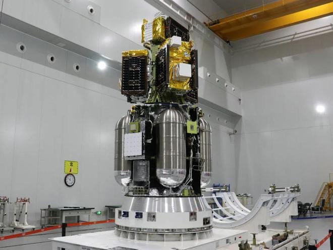 The four Tianqi satellites atop of Ceres-1S’ fourth-stage prior to fairing encapsulation.