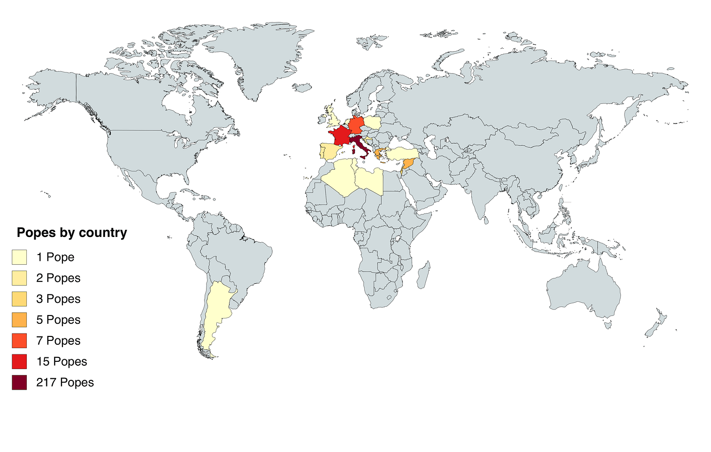 Popes by country. : r/MapPorn