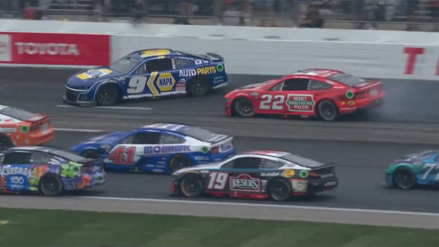 Joey Logano Chase Elliott crash New Hampshire video 2024 USA Today 301