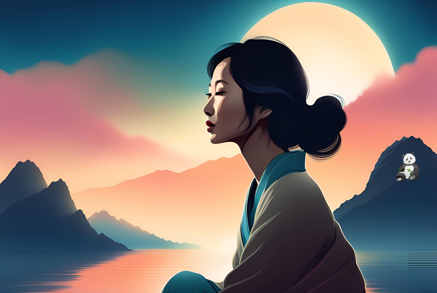 Illustration of a woman looking at the horizon thinking about what she wants to be