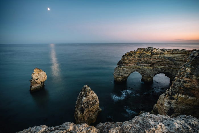 Moon light over the sea coast