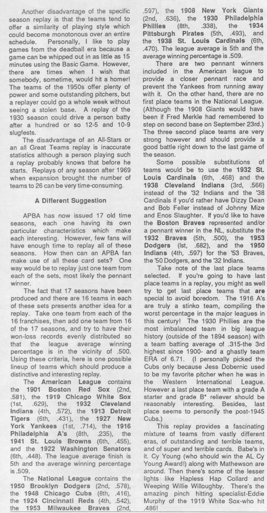 APBA Journal January 1986 Baseball Replay Journal